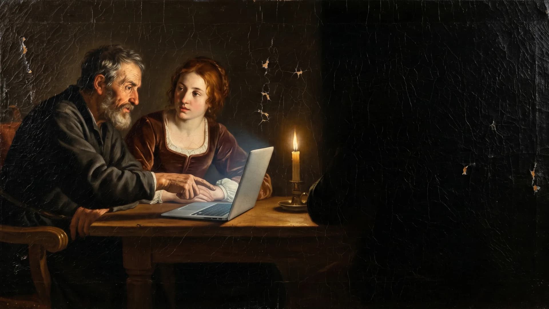 Renaissance-style painting with modern tech, representing the CodeYourDash community