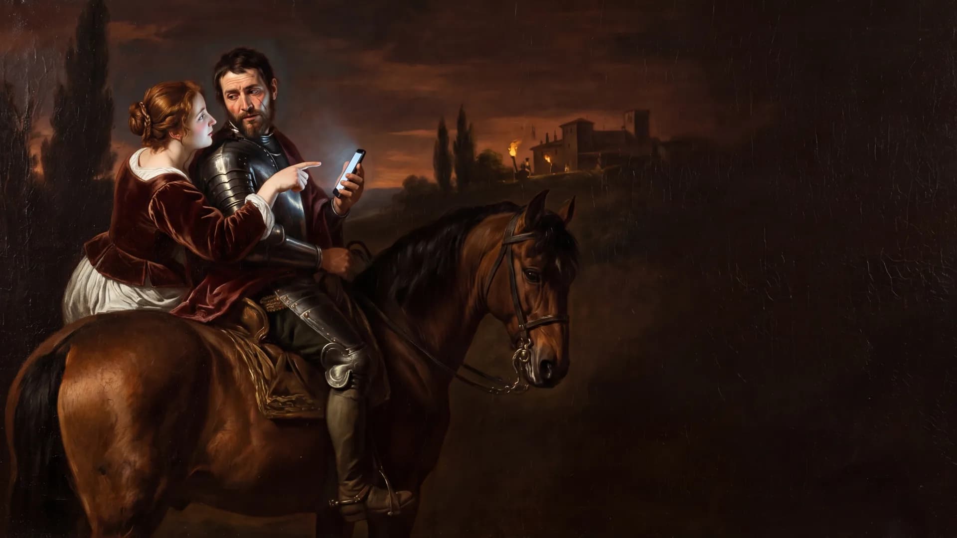 Renaissance-style painting with modern tech, representing the CodeYourDash community