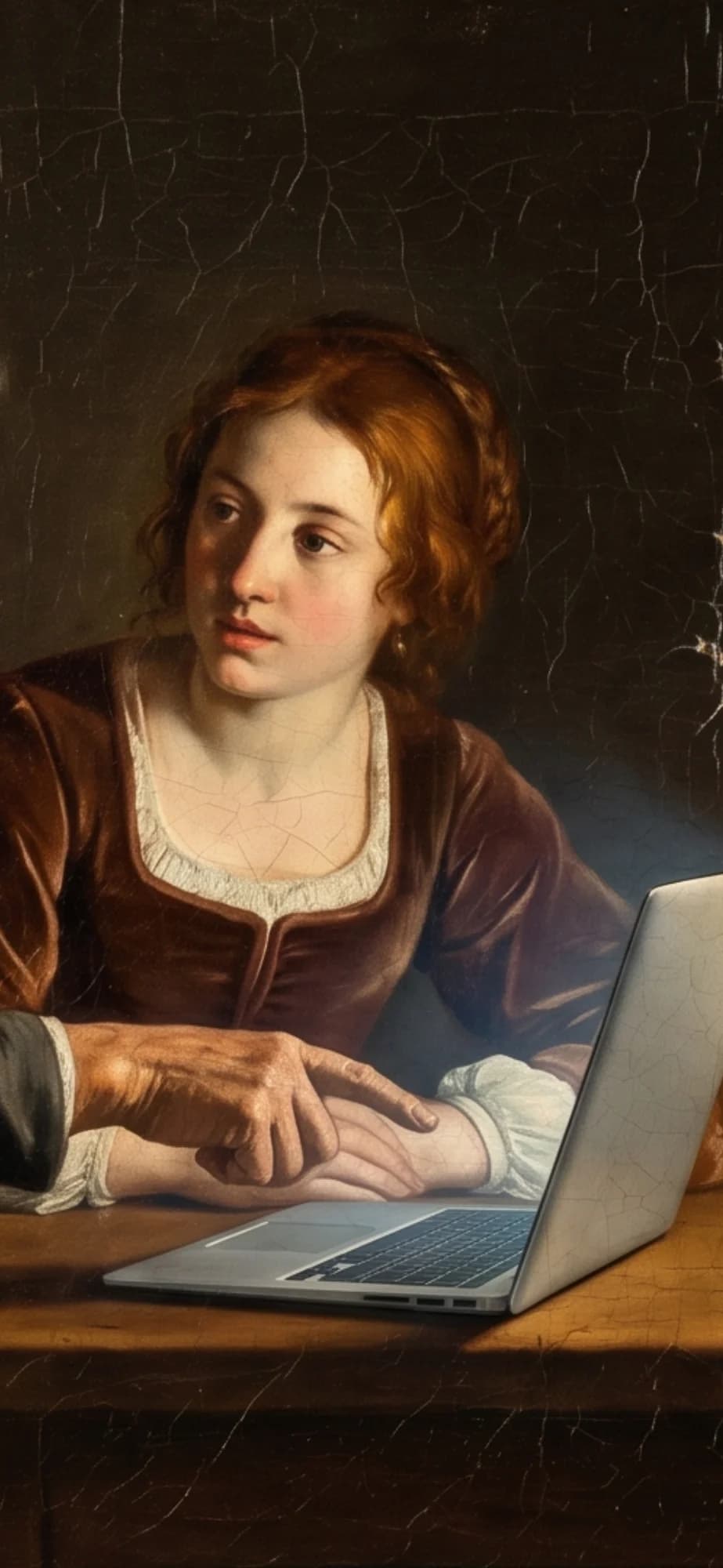 Renaissance-style painting with modern tech, representing the CodeYourDash community